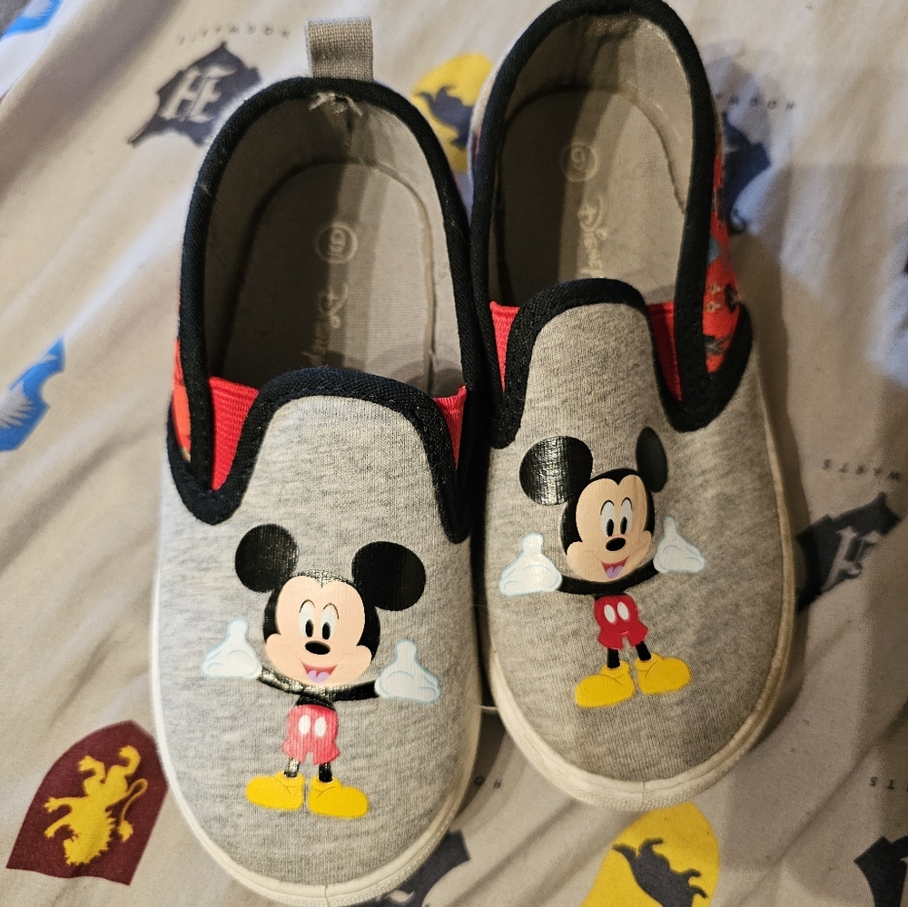 Disney Mickey Mouse Kids Slip-On Shoes - Gray and Red